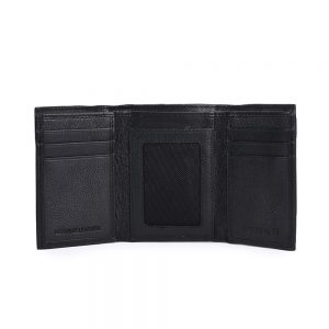 Black leather double fold wallet